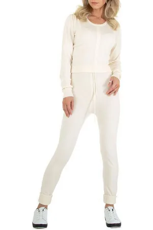 Ital-Design Freizeitanzug Damen Freizeit, Stretch Zweiteiler in Creme - Verkäufer: