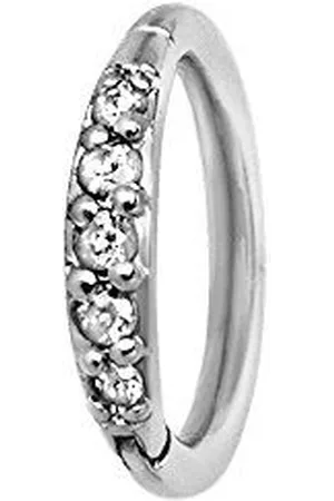 Karisma Nasenpiercing Hinged Piercing Ring Ohrring Edelstahl 316 L, mit Kristall Elements Weiss 1,2mm - Weiss 1,2x6mm - Verkäufer: Schmuck