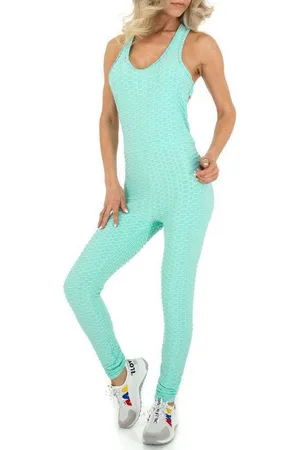 Ital-Design Overall Damen Sport Stretch Langer Jumpsuit in Türkis - Verkäufer: