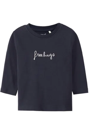 NAME IT Longsleeve Mädchen Langarmshirt besticktes dunkelblau (1-tlg) sportlicher Schnitt - Verkäufer: Schnubby-de
