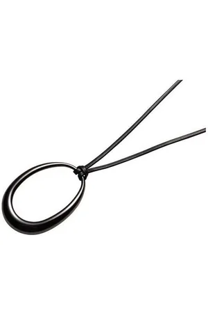 DKNY Collier Damen, aus Edlstahl, mit Lederband, ovaler Anhänger, 60cm lang, Karabiner - Verkäufer: Gigandet
