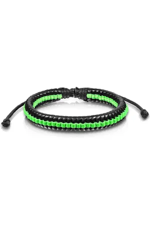 Bungsa Armband gewebtes aus Lederarmband schwarz mit farbigem (1 Armband, 1-tlg., inkl. Schmuckbeutel aus Organza), Bracelet Armschmuck - Verkäufer: