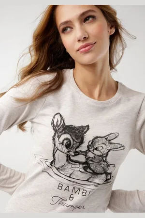 KangaROOS Langarmshirt Bambi & Klopfer Langarm, sehr figurbetont, unifarben, Rundhalsausschnitt