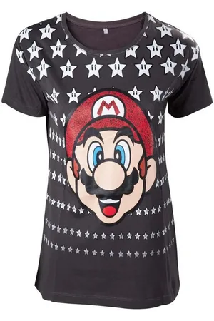 Super Mario Print-Shirt Damen T-Shirt Stars dunkelgrau Erwachsene + Jugendliche - Verkäufer: coole-fun-t-shirts