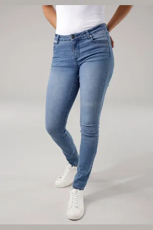 Tamaris Skinny-fit-Jeans schmale Beinform, normale Leibhöhe, 5-Pocket-Form, Used-Waschung