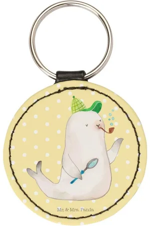 Mr. & Mrs. Panda Schlüsselanhänger Robbe Sherlock - Pastell - Geschenk, Taschenanhänger, Gute Laune (1-tlg), Einzigartiges Design - Verkäufer: