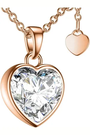 Amoonic Herzkette Halskette Damen Silber 925 Frauen Kette mit Zirkonia Herzanhänger (individuell anpassbare Halskettenlänge), Silberkette Gold Rosegold vergoldet Geschenk Liebe Freundin - Verkäufer: