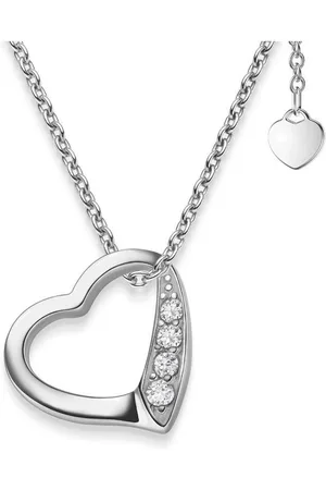 Amoonic Herzkette Halskette Damen Silber 925 Frauen Kette mit Zirkonia Herzanhänger (individuell anpassbare Halskettenlänge), Echte Herz Silberkette Geschenk Freundin + Gravur Ich liebe dich - Verkäufer: