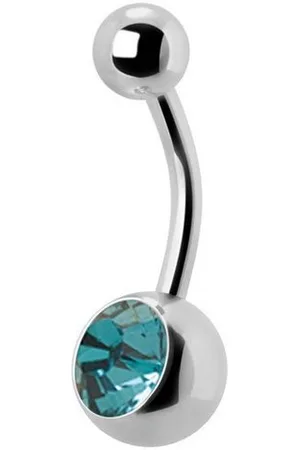 Karisma Bauchnabelpiercing Nabel Stecker Piercing Titan G23 Banana 5/8mm Kugeln, Kristall Stein -TJBL.12mm - Türkis - Verkäufer: Schmuck