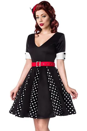 Belsira A-Linien-Kleid 50er Jahre Pin Up Rockabilly Kleid Jersey Retrokleid Godet-Minikleid - Verkäufer: Tomshop24-7