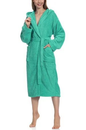 Ladeheid Bademantel Damen Frottee Bademantel aus 100% Baumwolle LA40-193, Langform, Baumwolle, Kapuze - Verkäufer: HISERT