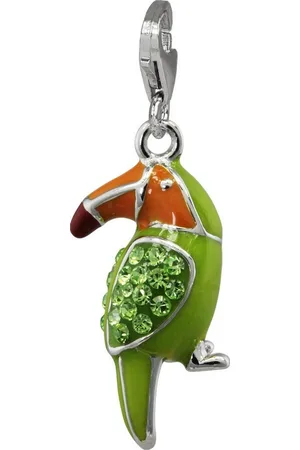 SilberDream Charm-Einhänger grün orange Charm Tukan, Charmsanhänger Tukan, 925 Sterling Silber, Farbe: hellgrün, orange, ro - Verkäufer: Fit4Style Silberschmuck - IMPPAC