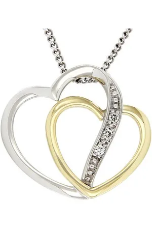 Firetti Herzanhänger Schmuck Geschenk Gold 585, bicolor, zweifarbig, mit Brillanten