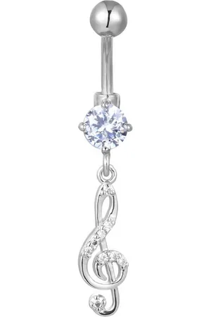Karisma Bauchnabelpiercing Edelstahl Bauchnabelpiercing Musiknote Anhänger Banana Zirkonia, - HB152 - Silber - Verkäufer: Schmuck