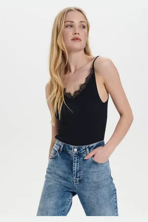 Saint Tropez Spaghettitop SZ-MAYA STRAP TOP mit Seidenanteil