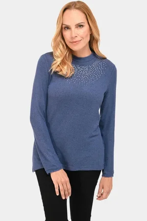 GOLDNER Langarmshirt Angenehm weiches Shirt mit Glitzersteinen - Verkäufer: