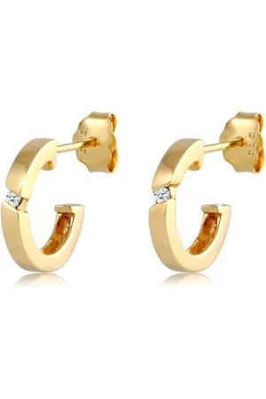 Elli DIAMONDS Paar Creolen Creolen Diamant Weiß Brillantschliff (0.03 ct) 585 Gelbgold