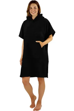 Normani Badeponcho Damen Badeponcho, Midilänge, Baumwolle, Kapuze, Schlupf, Badehandtuch aus 100 % saugstarker Baumwolle - Verkäufer: