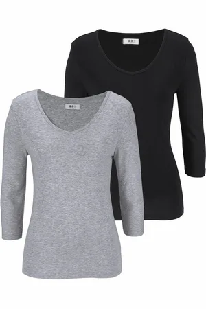 FLASHLIGHTS V-Shirt (Packung, 2-tlg., 2er-Pack) unifarben, V-Ausschnitt, Basic-Stil, aus Baumwolle, im 2er-Pack