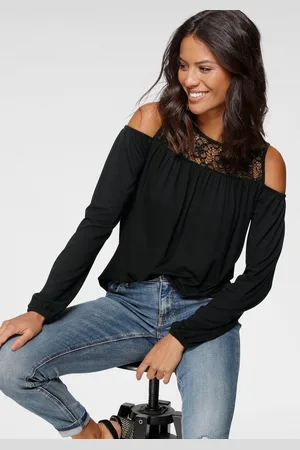 Laura Scott Langarmshirt lässig geschnitten, elastisches Material, Gummizug am Ärmelabschluss