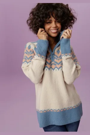 Aniston Strickpullover mit Kragen und Reißverschluss