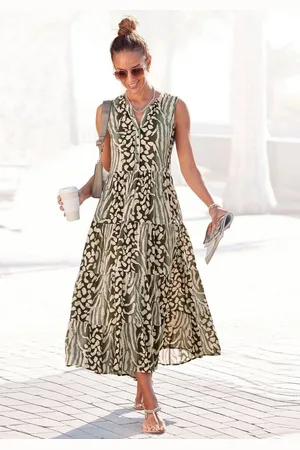 Lascana Maxikleid mit Animalprint und Knopfleiste, Sommerkleid, Strandkleid