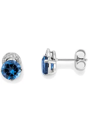 Orolino Paar Ohrstecker Gold 585 mit Blautopas (beh) 6mm und 10 Brillanten zus. 0,04ct.