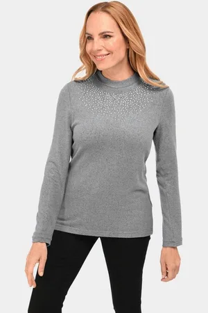 GOLDNER Langarmshirt Angenehm weiches Shirt mit Glitzersteinen - Verkäufer: