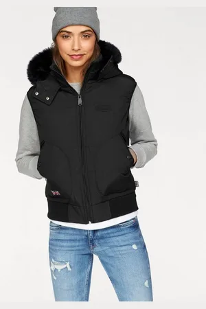 Lonsdale London Steppweste WHITEHALL Kapuze mit Fellimitat