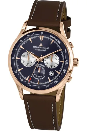 Jacques Lemans Chronograph Retro Classic, 1-2068G, Quarzuhr, Armbanduhr, Herrenuhr, Datum, Lederarmband