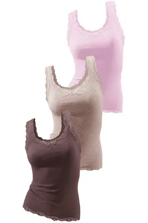 H.I.S Spitzentop aus Feinripp (3er-Pack) aus weicher Baumwoll-Qualität