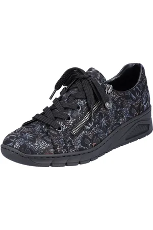 Rieker Wedgesneaker mit floralem Druck, Freizeitschuh, Halbschuh, Schnürschuh