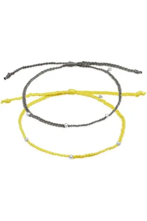 Elli Fußkette Nylon Bändchen Beads Set (2 tlg) 925 Silber