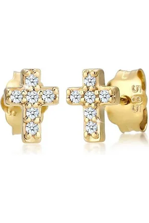 Elli DIAMONDS Paar Ohrstecker Ohrstecker Kreuz Diamant (0.06ct) 585 Gelbgold