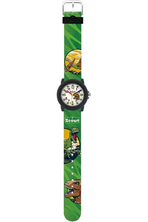 Scout Quarzuhr Crystal, 280305041, Dinosaurieruhr, Armbanduhr, Kinderuhr, Lernuhr, Geschenkidee, Schulanfang, Jungen,Dino