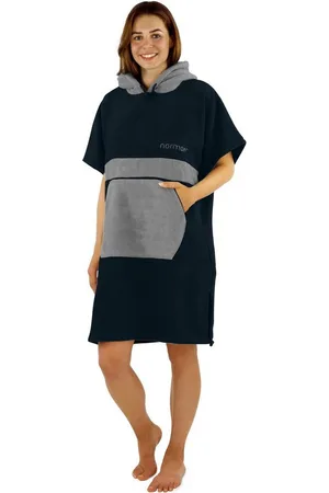 Normani Badeponcho Damen Badeponcho, Midilänge, Baumwolle, Kapuze, Schlupf, Badehandtuch aus 100 % saugstarker Baumwolle - Verkäufer: