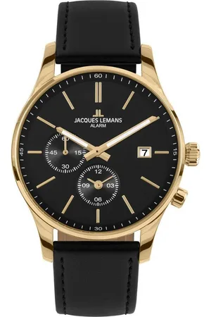 Jacques Lemans Quarzuhr London, 1-2125C, Armbanduhr, Herrenuhr, Datum, Leuchtzeiger, Lederarmband