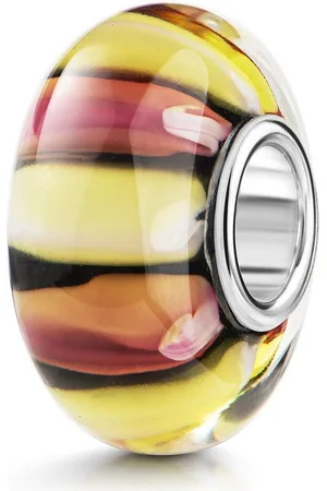 Materia Bead Glasperle Streifen Breit Pastell Gelb Rosa Schwarz 485, Kern aus 925 Sterling Silber - Verkäufer: Schmuck