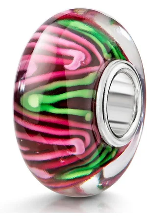 Materia Bead Glasperle Muster Wellen Pink Rosa Grün 1660, Kern aus 925 Sterling Silber - Verkäufer: Schmuck