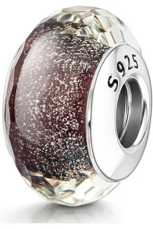 Materia Bead Glasperle Glitzer Violett facettiert 745, Gewinde aus 925 Sterling Silber - Verkäufer: Schmuck