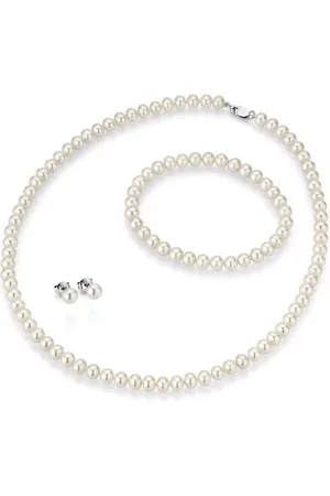 Firetti Schmuckset Multipack Schmuck Geschenk Silber 925 Halskette Armband Ohrstecker (Set, 4-tlg), Made in Germany - mit Süßwasserzuchtperlen
