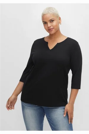 Sheego 3/4-Arm-Shirt Große Größen aus trageangenehmem Baumwoll-Modal-Mix