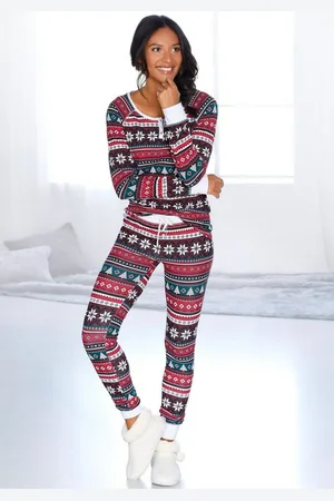 Lascana Pyjama (2 tlg) mit weihnachtlichem Muster