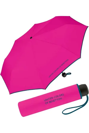 Benetton Taschenregenschirm Super Mini - uni, leuchtende Modefarben mit kontrastreichem Saum - Verkäufer: RS-Versand