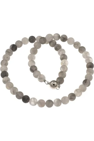 Bella Carina Perlenkette Kette mit grauen Quarz Perlen matt, 8 mm Durchmesser, mit grauen Quarz Perlen - Verkäufer: