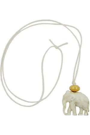 GALLAY Kette mit Anhänger 35x32x18mm Elefant Kunststoff -grau-marmoriert Kordel beige 90cm (1-tlg) - Verkäufer: Cats Collection