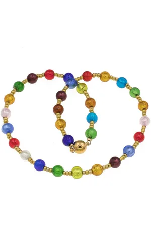 Bella Carina Perlenkette Kette mit Murano Glas Perlen mit Goldfolie 8 mm, bunt, mit bunten Murano Glas Perlen - Verkäufer: