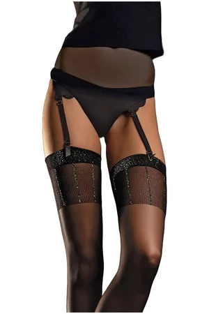 Fiore di Lucia Milano Strapsstrümpfe Sensual (Packung, 1 Paar) Strapsstümpfe mit dekorativem, goldenen Abschluss am Strumpfband - Verkäufer: chic4home