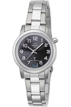 Master Time Funkuhr Basic MTLA-10695-21M, Armbanduhr, Quarzuhr, Damenuhr, Datum, Edelstahlarmband