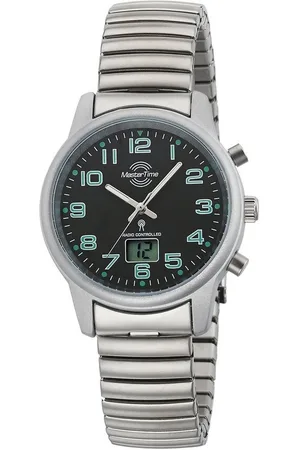 Master Time Funkuhr Basic MTLA-10764-22Z, Armbanduhr, Quarzuhr, Damenuhr, Datum, Leuchtzeiger, Flexband, Zugband